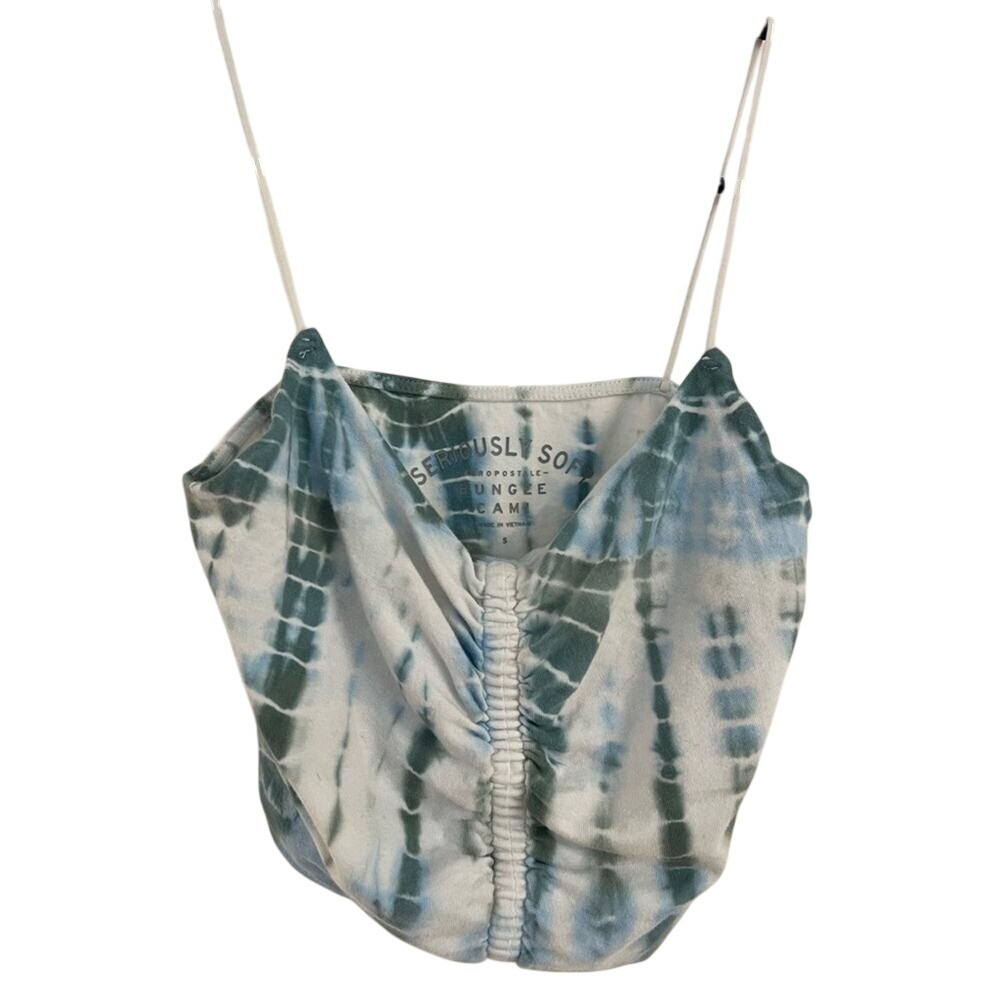 Aeropostale Tie Dye Cropped Spaghetti Strap tank top Blue White Green